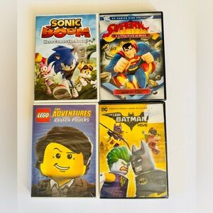 Kids DVD bundle of 4 Lego Batman Superman Sonic